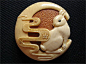 Moon and rabbit netsuke