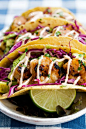 honey lime tequila shrimp tacos with avocado, purple slaw and chipotle crema #赏味期限#