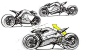 法国设计师摩托车设计线稿手绘