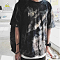 TRIANGLE W.L设计师新款韩国风格男装做旧涂鸦宽松短袖T恤-淘宝网