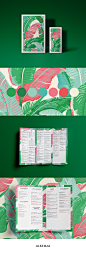 San Marino Restaurant - menu card and flyer : Visual idea for a new menu card of Restaurant San Marino was inspired by a haute couture world. In 2013 palm prints were the hottest visual trend on a fashion catwalks.Vibrant colors, straight and bold font, h