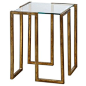 Uttermost 'Mirrin' Antiqued Goldtone Glass Top Accent Table