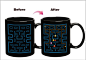 创意陶瓷马克杯变色杯吃豆人 Pac man变色感温杯子 迷宫变色杯