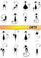 可爱卡通动物猫咪表情矢量图案 - 素材中国16素材网