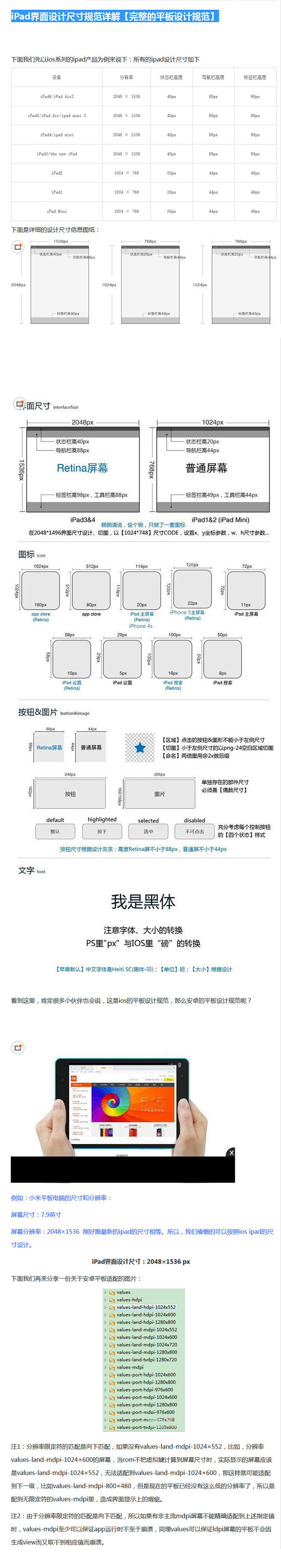 iPad界面设计尺寸规范详解【完整的平板...