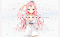  - 150000 anmi blue_eyes blush long_hair no_bra original pink_hair