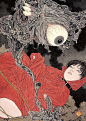 平成浮世绘 | 1960年出生于秋天县的浮世绘画师山本タカト，毕业于东京造形大学绘画科。毕业后开始尝试波普风格浮世绘。他的作品里「波普风浮世绘」又演变为了独特的「平成唯美风格」。#知日艺术#