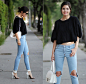 Adriana Gastélum - Oasap Oversized Cropped Sweater, Salvatore Ferragamo Jody Bag, Sheinside Busted Knee Jeans, Guess? Shoes - Taking a break