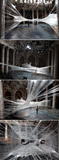 Packing Tape Spiderweb Installation - so cool!