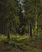 俄罗斯伊凡·伊凡诺维奇·希施金(Ivan I. Shishkin)树林油画作品一