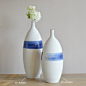 陶瓷花瓶摆件 现代时尚家居 创意插画小清新磨砂花器白色雪花肌理-善木良品