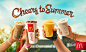 McDonalds - Cheers To Summer : Overview: McDonald’s commissioned us to create a series of composite images for their new summer drinks deal. Each cup, hand, liquid, and background were shot separately. This gave us the freedom to create different combinat