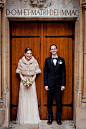 Warm fur shrug for this bride, via 'Jenny Packham Sequin Glamour For A Black Tie, City Chic Winter Wedding'  http://www.sarahsalotti.co.uk/