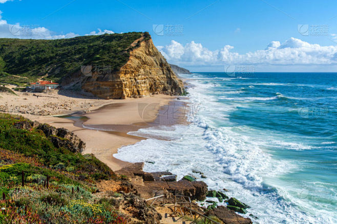 葡萄牙,海滩,埃里塞拉,水平画幅,地形,...