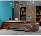 新中式实木老板桌办公桌高端现代轻奢办公室家具总裁桌大班台定制-淘宝网