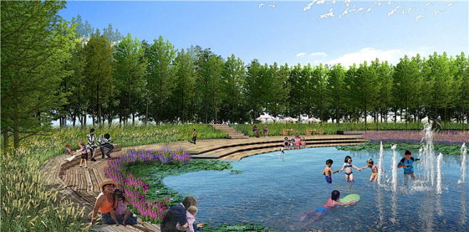 湿地景观区荷塘改造亲水活动区景观设计效果...