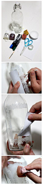 手工制作漂亮的手绘玻璃瓶