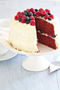 Red Velvet Cake with Raspberries and Blueberries