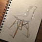 Instagram @wrenchbone - "10min Eames side chair - transparent. #Eames #eameschair #sketch #sketching #sketchaday #sketchbook #doodle #doodles #doodling #nofilter #draw #drawing #drawingclass #sketchwars #idsketching #instart #design #chair #pencil #p
