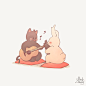 为你弹琴
泰国人气美女画师Mindmelody 创作的系列动物插画《joojee & friends》。其中猫咪叫boyfriend，胖兔子叫joojee