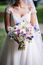 blue pink white bouquet for interfaith wedding