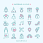 Wedding and love icons Free Vector