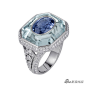 蓝宝石戒指
　　卡地亚高级珠宝Sortilège de Cartier系列戒指：铂金，蓝宝石，海蓝宝石，明亮式切割钻石。