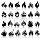 Fire flames, set icons with reflection #yestone# #邑石网# #消防 / 火焰#