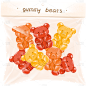 手绘-美食糖果元素贴纸-小熊软糖