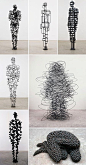 Wiresculptures (draadsculpturen) use the lines idea from drawing but apply to mental health spectrum and sculpture More: