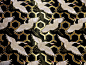 日本进口 和风布料 织锦缎 金襕织物 西阵织 龟甲地鹤纹（黑）-淘宝网