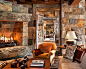 Mountain Getaway : This stunning mountain lodge provides high drama - and massive amounts of stone. Picking up on its warm hues - russets, saffrons, ochres and golds - we selected enveloping textiles, rich wood tones