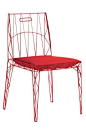 Dining chairs | Baleri Italia ‘Naked’ powdercoated steel-rod dining chair in red by Alberto Colzani, from...