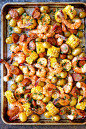 Sheet Pan Shrimp Boil - Easiest shrimp boil ever! And it's mess-free using a single sheet pan. That's right. ONE PAN. No newspapers. No bags. No clean-up!: 