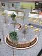 ONE City Plaza | Greenville, South Carolina | Civitas s #landscape #architecture #public #space #plaza #architecture #yellow #seats #curved #bench #landscapearchitecture