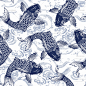 日式日本和风仙鹤松树鲤鱼波纹传统花样图案印花矢量AI源文件素材-淘宝网