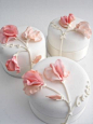 Peach sweet pea individual wedding cakes