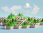 Low poly Board Game-ish City fantasy village city board game low poly isometric b3d blender