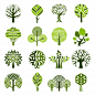 树徽章图标LOGO，抽象自然生态植物图形矢量图素材