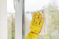 Cleaning windows with special rag Premium Photo