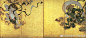 日本琳派艺术大师俵屋宗达，“风神雷神图屏风”，17世纪前期。