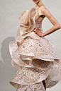 Sculptural Paper Dress with 3D construct and intricate laser cut lace pattern // Marchesa