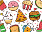 Food Doodle Toolkit icon outline fun creative sticker funny flat illustration ice cream beer cartoon mascot character donut burger pizza sweet cute doodle food