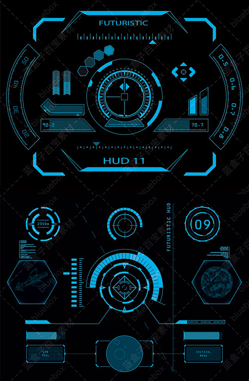 矢量素材ai eps亮蓝高科技电影科幻U...