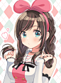 Anime 1104x1500 Kizuna Ai Virtual Youtuber long hair blush blue eyes fingernails