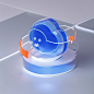 00848-1142325516-（(a cloud icon_1)）,one ,down，many details, octane render, transparent glass texture, DDicon, blue_orange, frosted glass, transpa