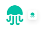 Jelly : Logo  平面设计 logo 水母 水生  曲线 绿 蓝 