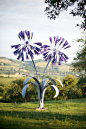 Forged steel and blown glass Public Art Sculptures #sculpture by #sculptor Jenny Pickford titled: 'Agapanthus Flowers (Giant Glass Garden Sculptures)' #art: 