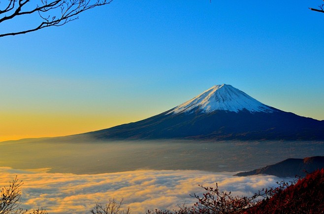 富士山, 海的云, 日出
