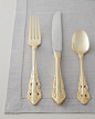 Wallace 80-Piece Gold-Plated Antique Baroque Flatware 
